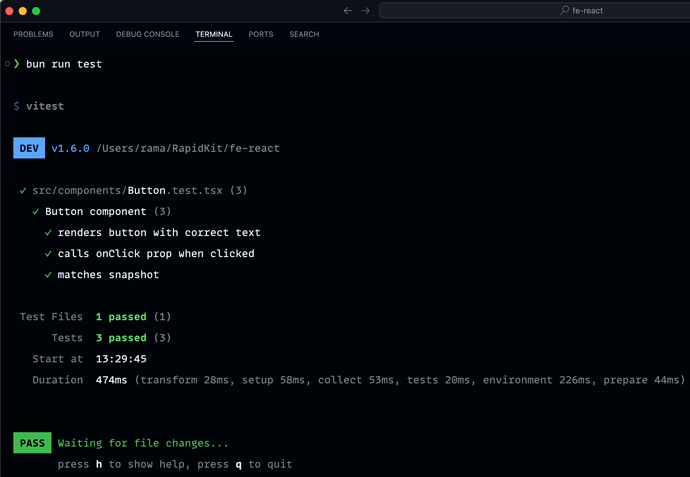 Hasil test komponen Button